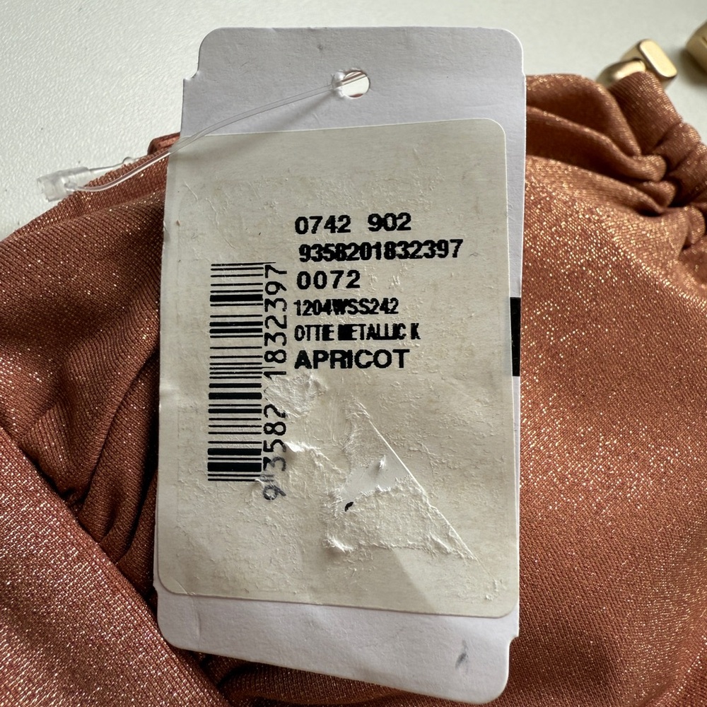 Zimmermann Ottie Lurex Knot Trim Bikini Top in Apricot - Picture 9 of 10